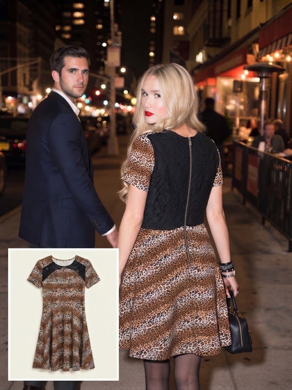 Olsenboye - Leopard Lace-Back Dress Size M (14-16)